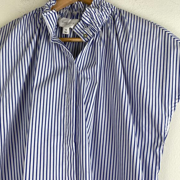 Tuckernuck Pomander Place Rae Blouse Size XS Blue Stripe Cotton Top - Picture 9 of 13